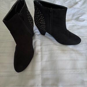 A.co Women's Chic Black Studded Heeled Ankle Boots - Size 9